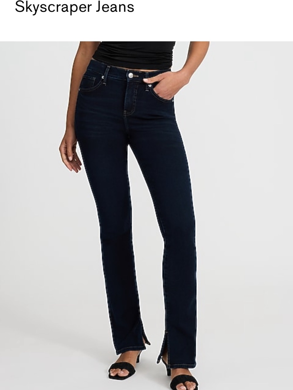 Express Women’s Skyscraper Mid Rise Jeans - Dark Indigo